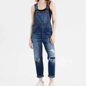 American Eagle 90s Boyfriend Denim Overalls Women's XS Distressed Utility